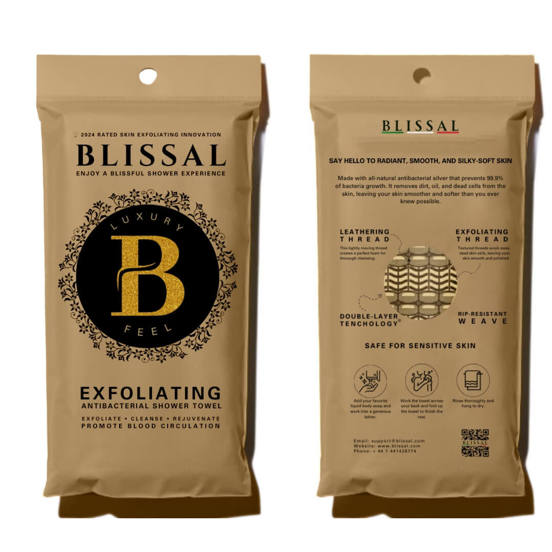 Blissal Antibacterial Exfoliating Shower Towel And Deep Moisture Body Wash Lotion