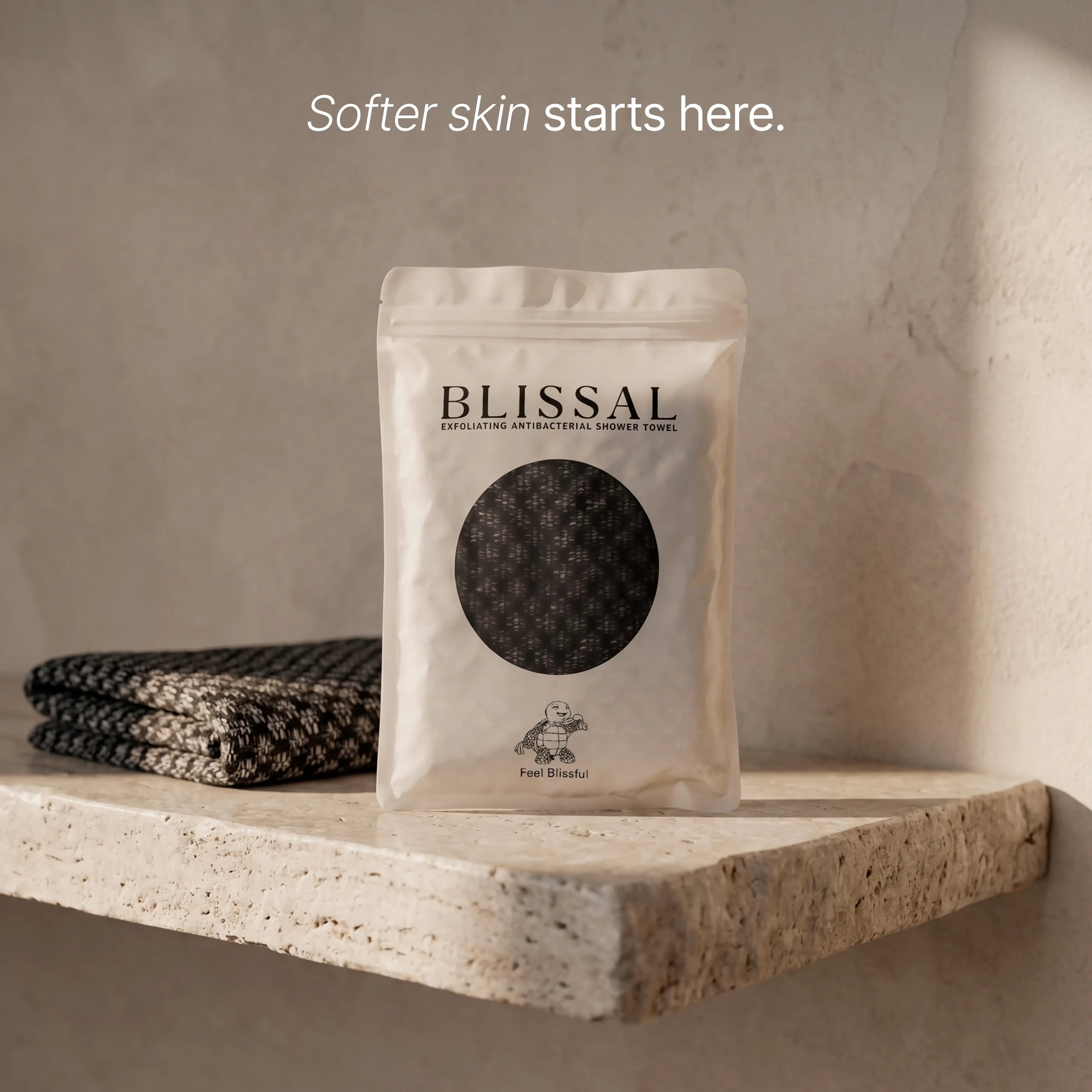 Blissal Exfoliating Antibacterial Shower Towel - Visual Uplift Project TEST