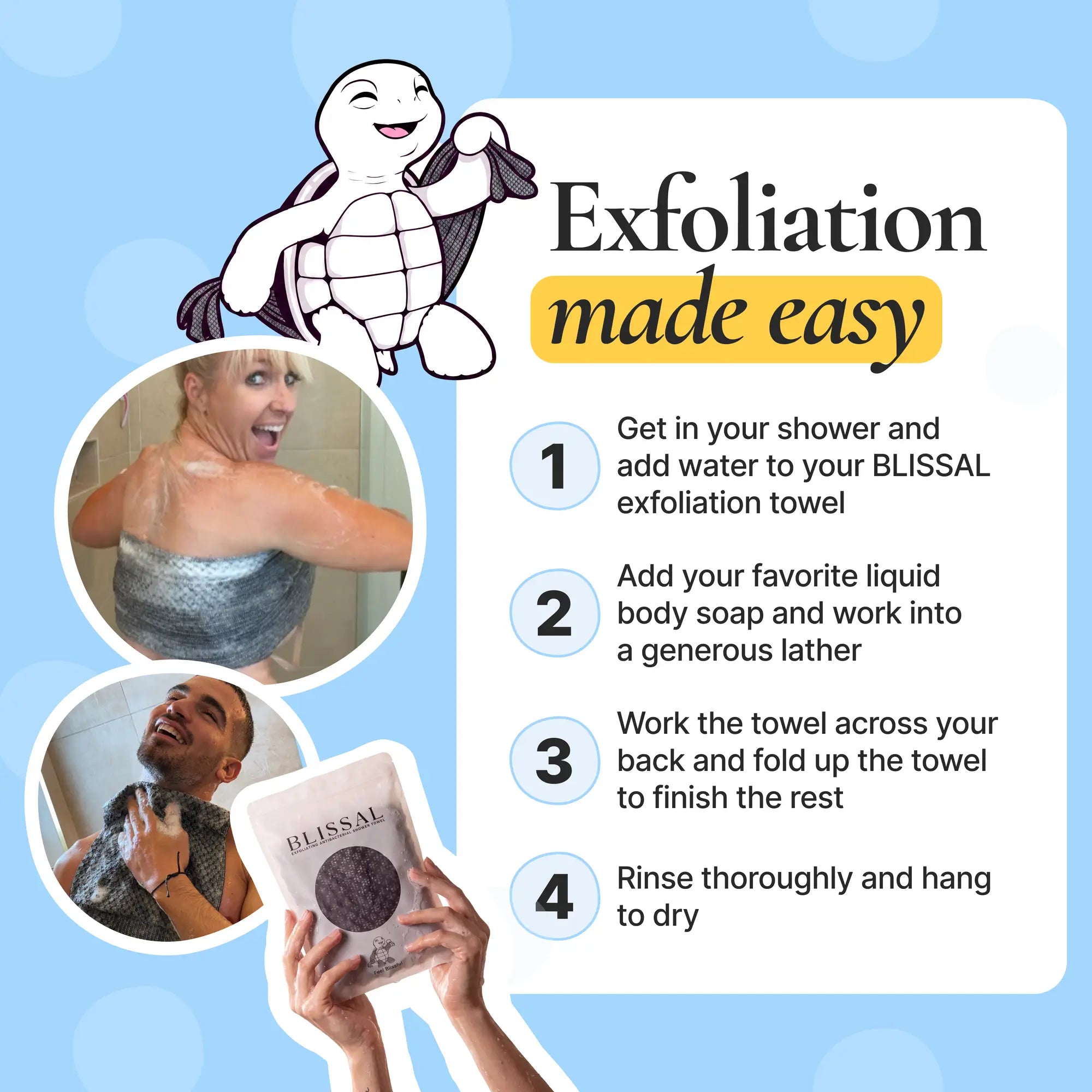 Blissal Exfoliating Antibacterial Shower Towel